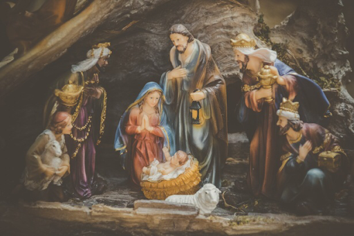 Painting of the birth of Jesus Christ. 