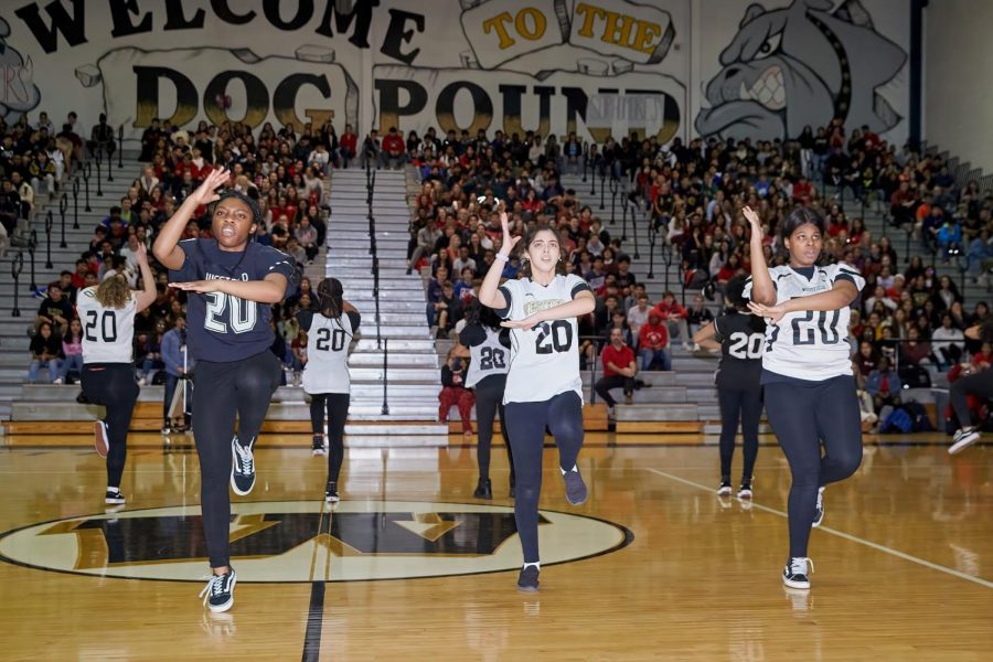 The Hip-Hop Dance Team performing to a medley of hip-hop songs.