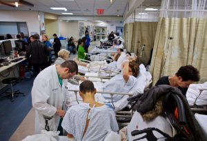 This overcrowded hospital in Ontario, Canada shows what American health care facilities could resemble if the United States were to implement an universal healthcare plan. 
