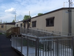 Two of the trailers on the Westfield campus.