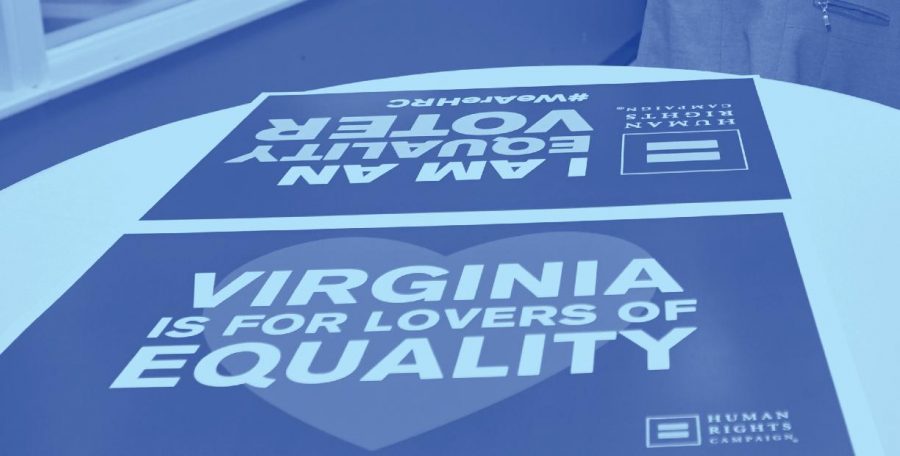Two+Virginia+is+For+Lovers+of+Equality+signs+in+the+office+at+the+internship.+