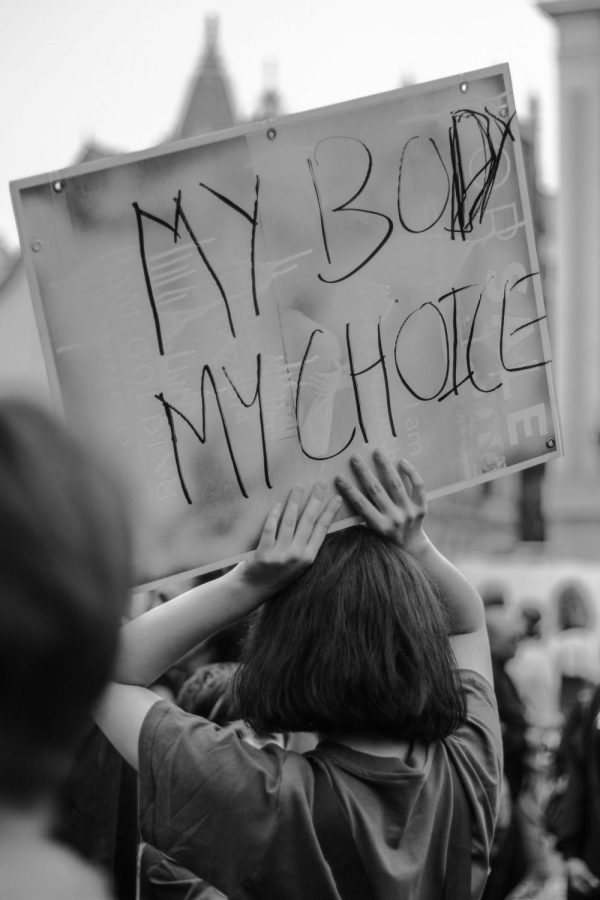 A woman protesting for abortion rights.