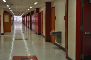 School hallway. 