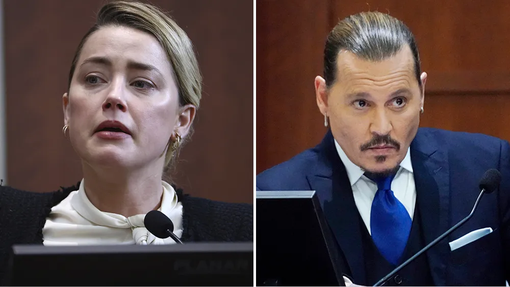 Heard and Depp at court, blaming each other about the abuse that occurred.