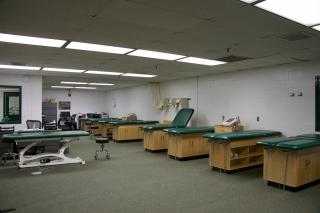 A view of an athletic training room, where student-athletes go for injury evaluation and rehab. 
